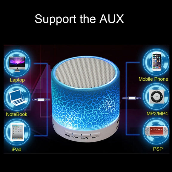 A9 Mini Portable Glare Crack Bluetooth Stereo Speaker with LED Light, Built-in MIC, Support Hands-free Calls & TF Card(Pink)
