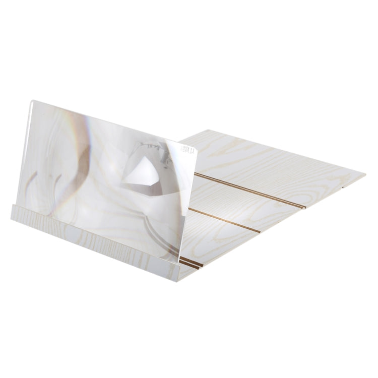 12.0 inch Universal Foldable Portable Wood + Organic Glass Eyeshield 3D Video Mobile Phone Screen Magnifier Bracket Enlarge with Holder for All Smartphones, Size: 260*190*8mm(White) - Screen Magnifier by PMC TechLife | Online Shopping South Africa | PMC TechLife