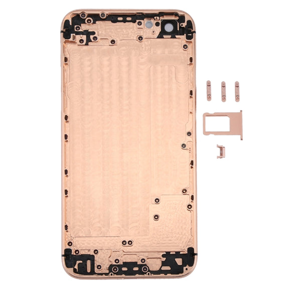5 in 1 Full Assembly Metal Housing Cover with Appearance Imitation of iX for iPhone 6, Including Back Cover & Card Tray & Volume Control Key & Power Button & Mute Switch Vibrator Key, No Headphone Jack (Gold+White)
