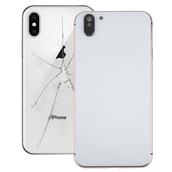 5 in 1 Full Assembly Metal Housing Cover with Appearance Imitation of iX for iPhone 6, Including Back Cover & Card Tray & Volume Control Key & Power Button & Mute Switch Vibrator Key, No Headphone Jack (Gold+White)