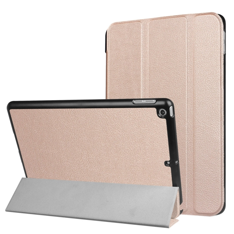For iPad 9.7 (2018) & iPad 9.7 (2017) Custer Texture Horizontal Flip Leather Case with Three-folding Holder & Sleep / Wake-up Function(Rose Gold) - free shipping - PMC TechLife - Order now!