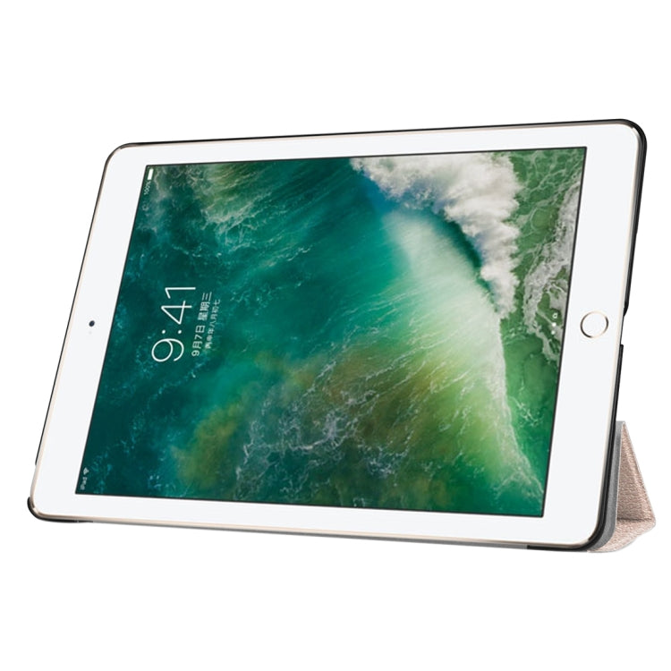 For iPad 9.7 (2018) & iPad 9.7 (2017) Custer Texture Horizontal Flip Leather Case with Three-folding Holder & Sleep / Wake-up Function(Rose Gold) - free shipping - PMC TechLife - Order now!