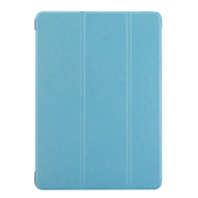For iPad 9.7 (2018) & iPad 9.7 inch (2017) & iPad Air Silk Texture Horizontal Flip Leather Case with Three-folding Holder(Blue)