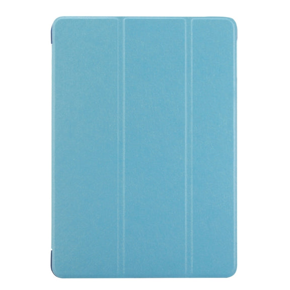 For iPad 9.7 (2018) & iPad 9.7 inch (2017) & iPad Air Silk Texture Horizontal Flip Leather Case with Three-folding Holder(Blue)