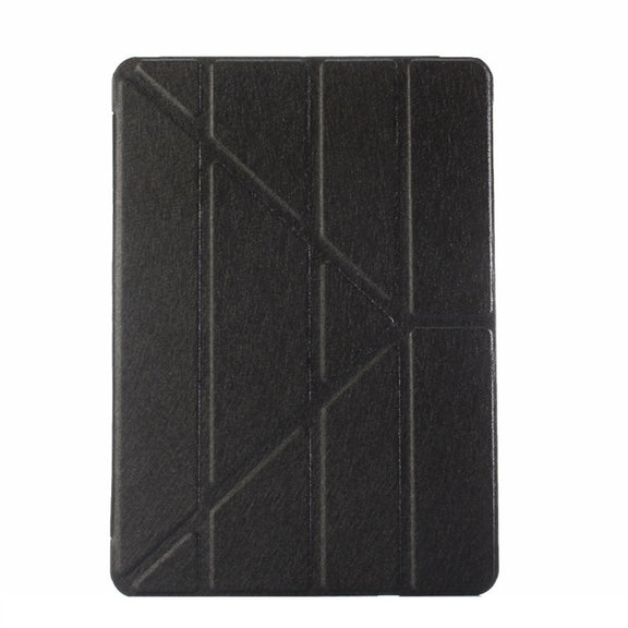 For iPad 9.7 (2018) & iPad 9.7 (2017) & iPad Air Silk Texture Horizontal Deformation Flip Leather Case with Three-folding Holder(Black)