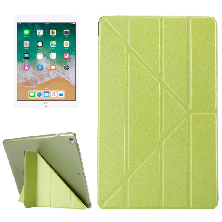 For iPad 9.7 (2018) & iPad 9.7 (2017) & iPad Air Silk Texture Horizontal Deformation Flip Leather Case with Three-folding Holder(Green) - free shipping - PMC TechLife - Order now!