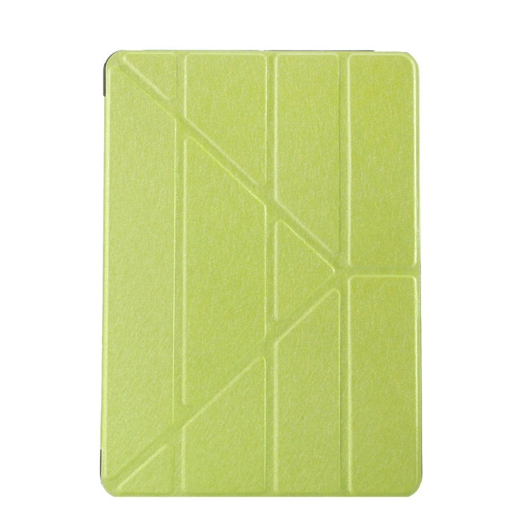 For iPad 9.7 (2018) & iPad 9.7 (2017) & iPad Air Silk Texture Horizontal Deformation Flip Leather Case with Three-folding Holder(Green) - free shipping - PMC TechLife - Order now!