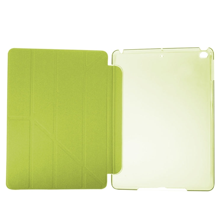 For iPad 9.7 (2018) & iPad 9.7 (2017) & iPad Air Silk Texture Horizontal Deformation Flip Leather Case with Three-folding Holder(Green) - free shipping - PMC TechLife - Order now!