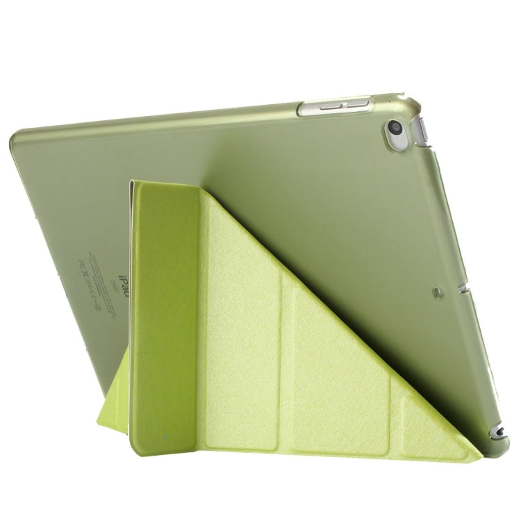 For iPad 9.7 (2018) & iPad 9.7 (2017) & iPad Air Silk Texture Horizontal Deformation Flip Leather Case with Three-folding Holder(Green) - free shipping - PMC TechLife - Order now!