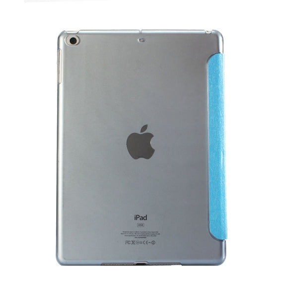 For iPad 9.7 (2018) & iPad 9.7 (2017) & iPad Air Silk Texture Horizontal Deformation Flip Leather Case with Three-folding Holder(Blue)