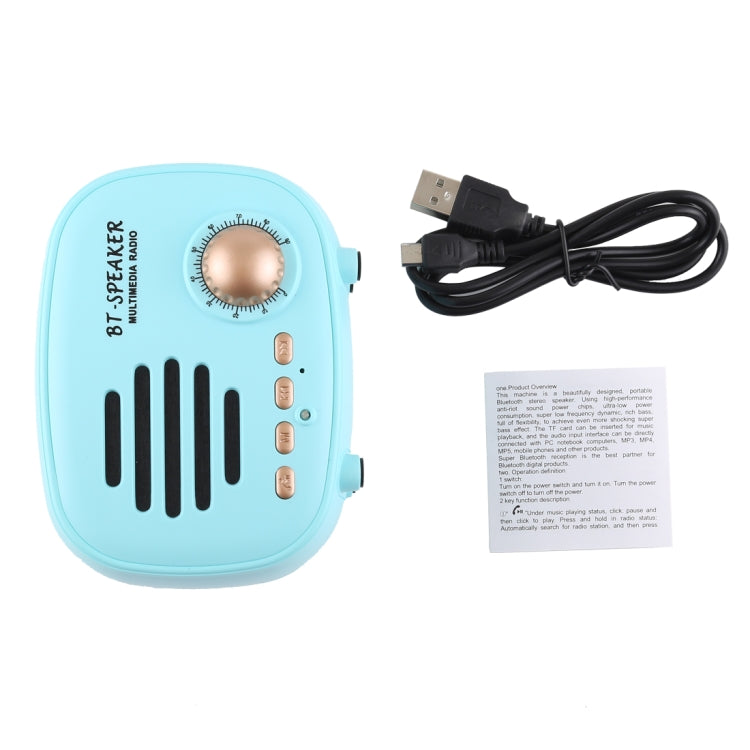 Q108 Retro Mini Wireless Bluetooth Speaker, Support Hands-free / TF Card / U disk / FM(Blue) - Mini Speaker by PMC TechLife | Online Shopping South Africa | PMC TechLife
