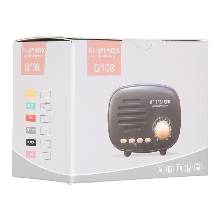 Q108 Retro Mini Wireless Bluetooth Speaker, Support Hands-free / TF Card / U disk / FM(Blue) - Mini Speaker by PMC TechLife | Online Shopping South Africa | PMC TechLife