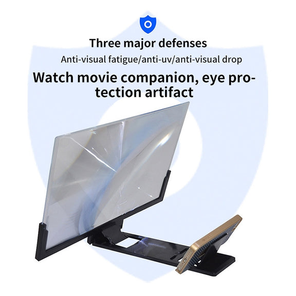 F3 14 inch Radiation Protection Universal Mobile Phone Screen Amplifier 3D HD Video Amplifier with Stand(Black)