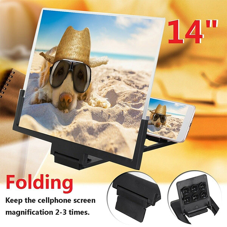 F3 14 inch Radiation Protection Universal Mobile Phone Screen Amplifier 3D HD Video Amplifier with Stand(Black)