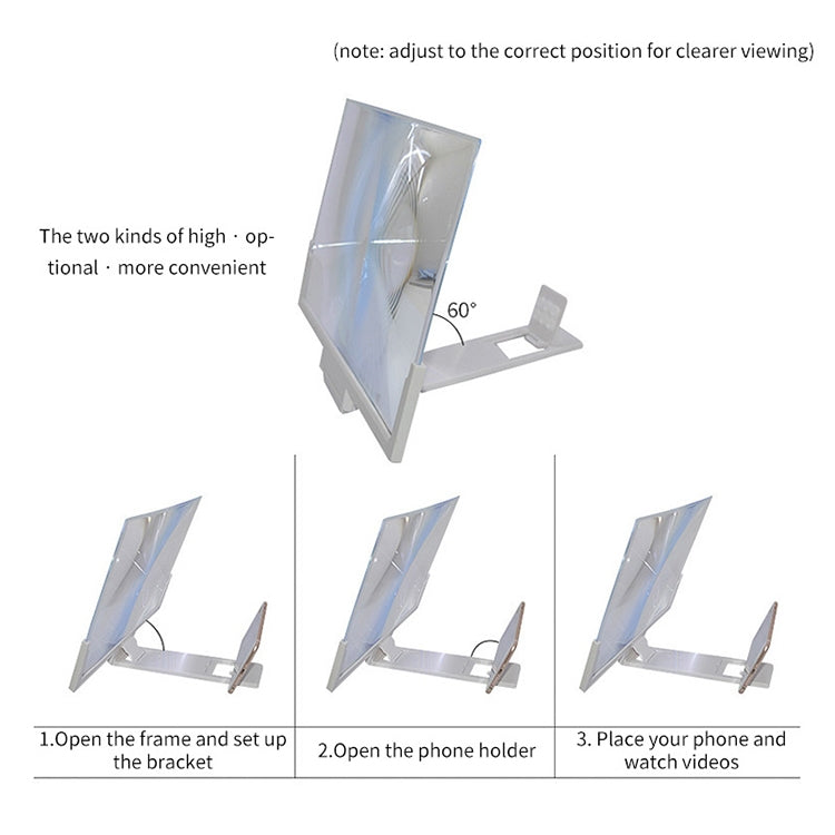 F3 14 inch Radiation Protection Universal Mobile Phone Screen Amplifier 3D HD Video Amplifier with Stand(White) - Screen Magnifier by PMC TechLife | Online Shopping South Africa | PMC TechLife