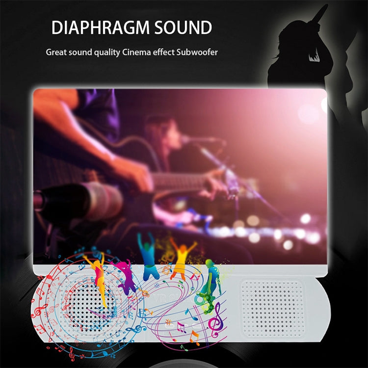 F9 10 inch Universal Chargeable Mobile Phone Screen Amplifier HD Video Amplifier with Silicone Suction Cup Stand & Bluetooth Speaker(White)