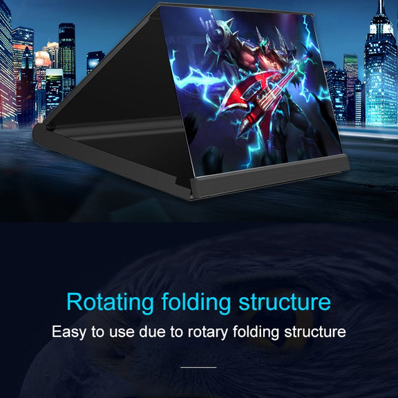 F18 12 inch Rotatable Folding Universal Mobile Phone Screen Amplifier HD Video Amplifier with Block Light Card, Book Shape Version(Black)