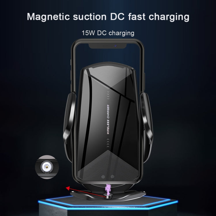 Q2 15W Universal Rotation Infrared Induction Magnetic Car Wireless Charging Mobile Phone Holder with Micro USB + 8 Pin + Type-C / USB-C Magnetic Connector(Black) - free shipping - PMC TechLife - Order now!