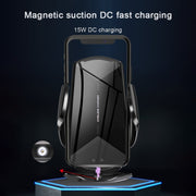 Q2 15W Universal Rotation Infrared Induction Magnetic Car Wireless Charging Mobile Phone Holder with Micro USB + 8 Pin + Type-C / USB-C Magnetic Connector(Black)