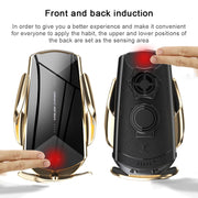 Q2 15W Universal Rotation Infrared Induction Magnetic Car Wireless Charging Mobile Phone Holder with Micro USB + 8 Pin + Type-C / USB-C Magnetic Connector(Black)