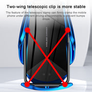 Q2 15W Universal Rotation Infrared Induction Magnetic Car Wireless Charging Mobile Phone Holder with Micro USB + 8 Pin + Type-C / USB-C Magnetic Connector(Blue)