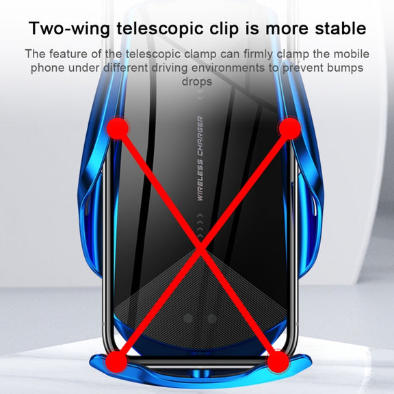 Q2 15W Universal Rotation Infrared Induction Magnetic Car Wireless Charging Mobile Phone Holder with Micro USB + 8 Pin + Type-C / USB-C Magnetic Connector(Blue)