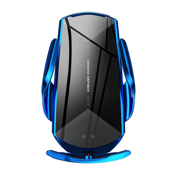 Q2 15W Universal Rotation Infrared Induction Magnetic Car Wireless Charging Mobile Phone Holder with Micro USB + 8 Pin + Type-C / USB-C Magnetic Connector(Blue)