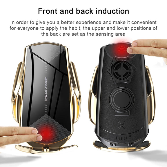 Q2 15W Universal Rotation Infrared Induction Magnetic Car Wireless Charging Mobile Phone Holder with Micro USB + 8 Pin + Type-C / USB-C Magnetic Connector(Red)