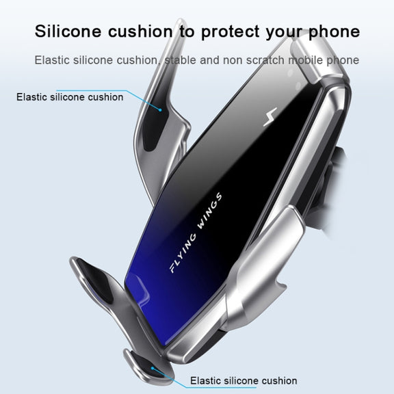S7 15W QI 360 Degree Rotatable Infrared Induction Car Air Outlet Wireless Charging Mobile Phone Holder for 4.0-6.5 inch Mobile Phones(Silver)