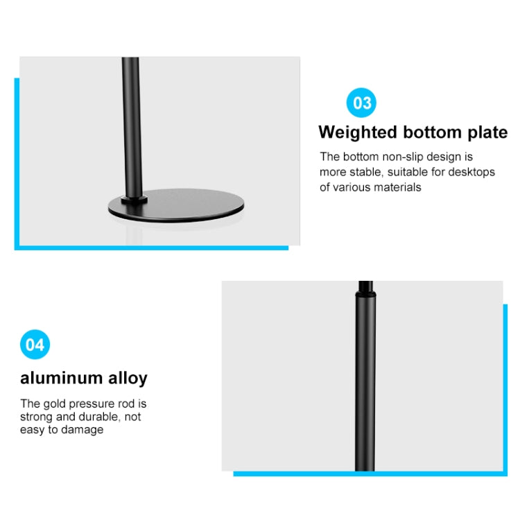 ZM-15 Rotatable Aluminum Alloy Desktop Stand Lazy Stand for 4.7-12.9 inch Mobile Phones / Tablets(Black) - Desktop Holder by PMC TechLife | Online Shopping South Africa | PMC TechLife