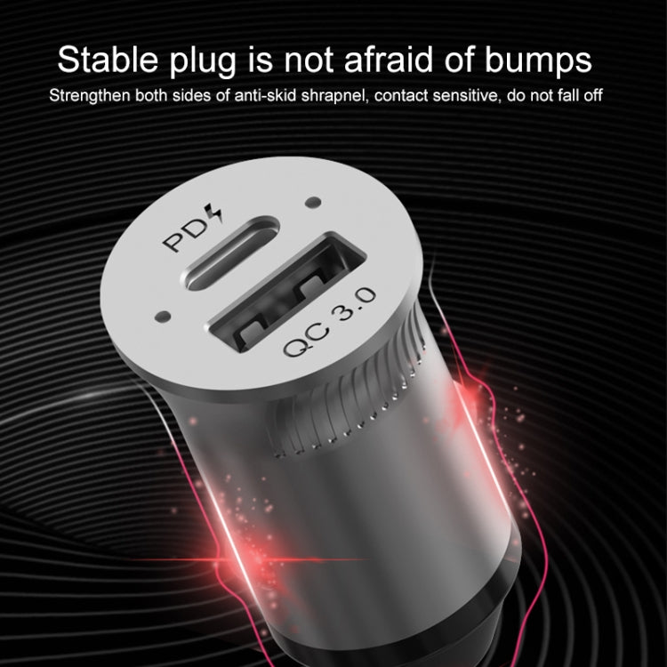PD USB-C / Type-C + QC3.0 USB Fast Charging Car Charger with Dual LED Indicator - Car Charger by PMC TechLife | Online Shopping South Africa | PMC TechLife