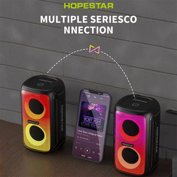 HOPESTAR Party 110 Mini Colorful Lights Wireless Bluetooth Speaker (Black)