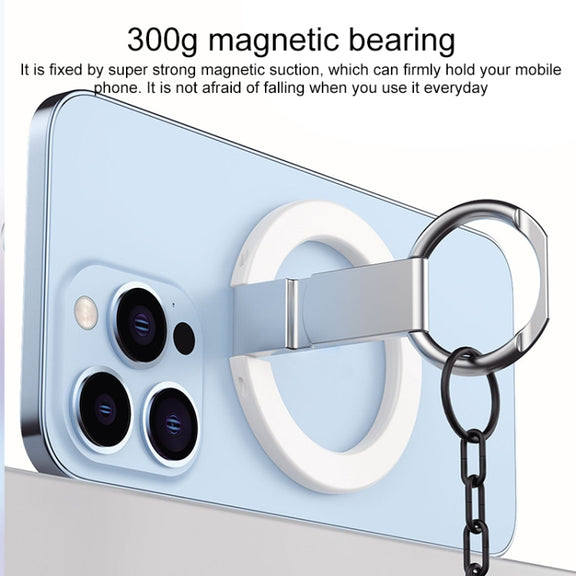 MagSafe Magnetic Adhesive Free Double Joint Ring Holder For iPhone 13 Series / iPhone 12 Series(Blue)