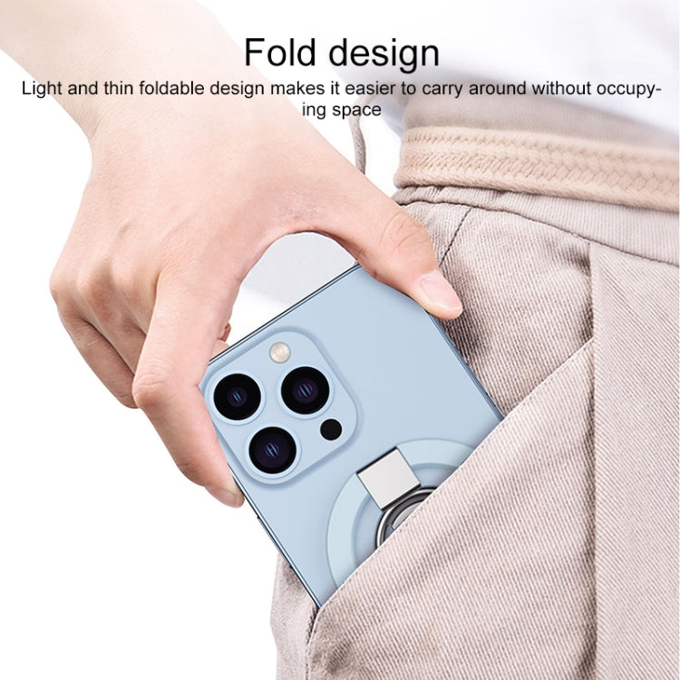 MagSafe Magnetic Adhesive Free Double Joint Ring Holder For iPhone 13 Series / iPhone 12 Series(Blue)