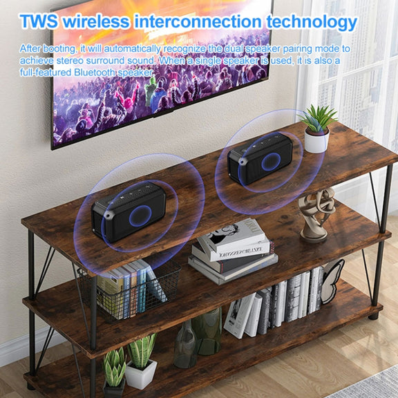 EBS-307 20W High-power Portable Subwoofer Water-resistant Wireless Bluetooth Speaker(Black)