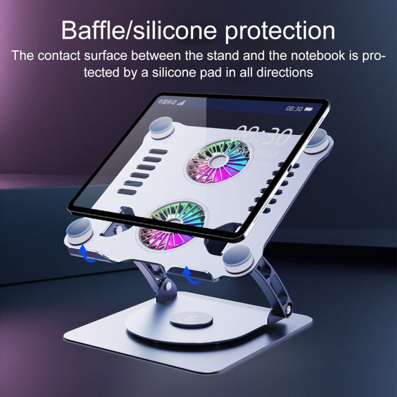 R- JUST HZ13-1 Rotating Foldable Multi-Angle Aluminum Alloy Laptop Fan Bracket (Silver)