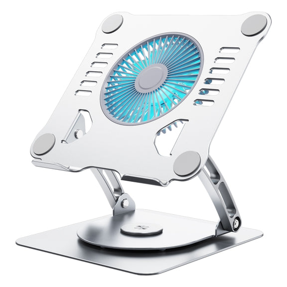 R- JUST HZ22-1 Rotating Dual-purpose Desktop Fan Aluminum Alloy Laptop Stand (Silver)