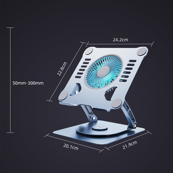 R- JUST HZ22-1 Rotating Dual-purpose Desktop Fan Aluminum Alloy Laptop Stand (Grey)