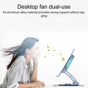 R- JUST HZ22-1 Rotating Dual-purpose Desktop Fan Aluminum Alloy Laptop Stand (Grey)