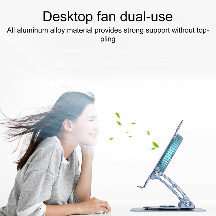 R- JUST HZ22-1 Rotating Dual-purpose Desktop Fan Aluminum Alloy Laptop Stand (Grey)