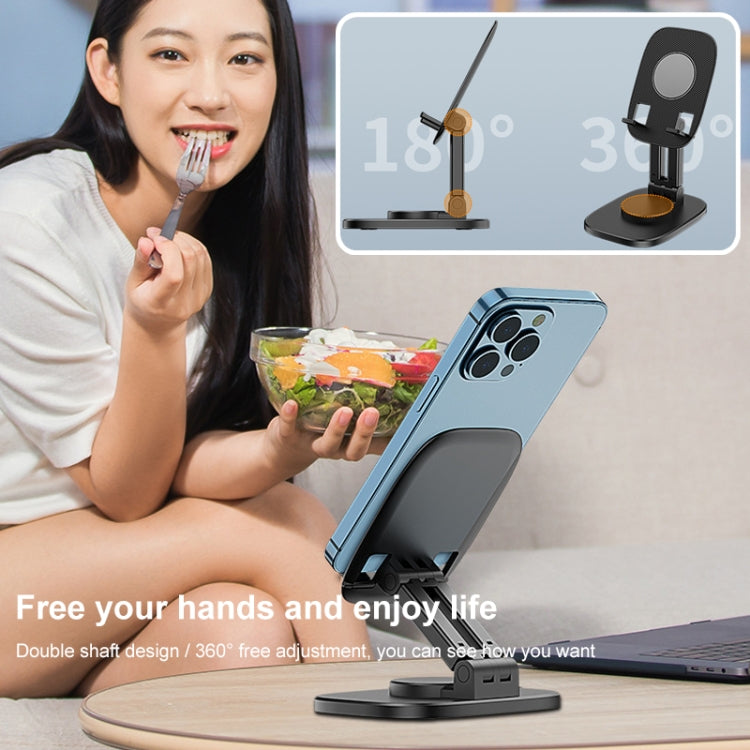FD5 B028 Foldable Rotating Desktop Phone Tablet Holder (Black)
