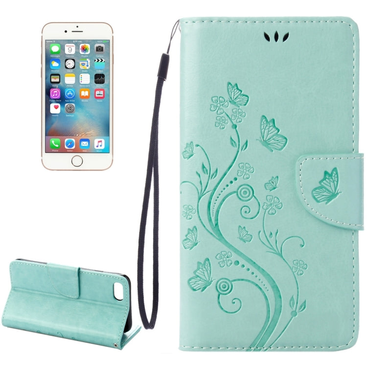 For  iPhone 8 & 7  Pressed Flowers Horizontal Flip Leather Case with Holder & Card Slots & Wallet(Green) - More iPhone Cases by PMC TechLife | Online Shopping South Africa | PMC TechLife | Buy Now Pay Later Mobicred