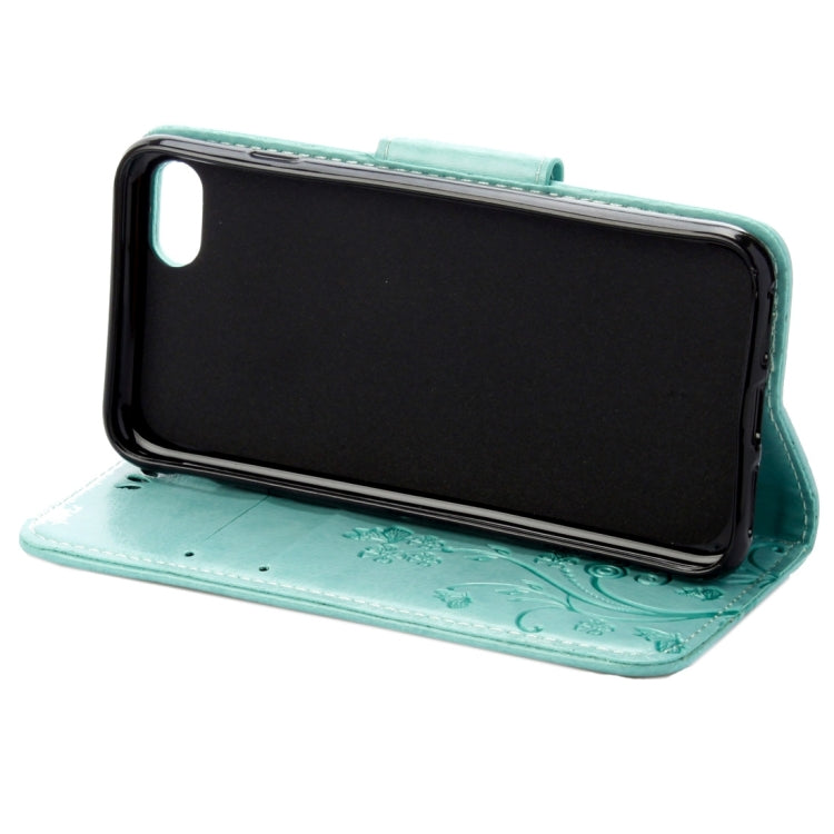 For  iPhone 8 & 7  Pressed Flowers Horizontal Flip Leather Case with Holder & Card Slots & Wallet(Green) - More iPhone Cases by PMC TechLife | Online Shopping South Africa | PMC TechLife | Buy Now Pay Later Mobicred