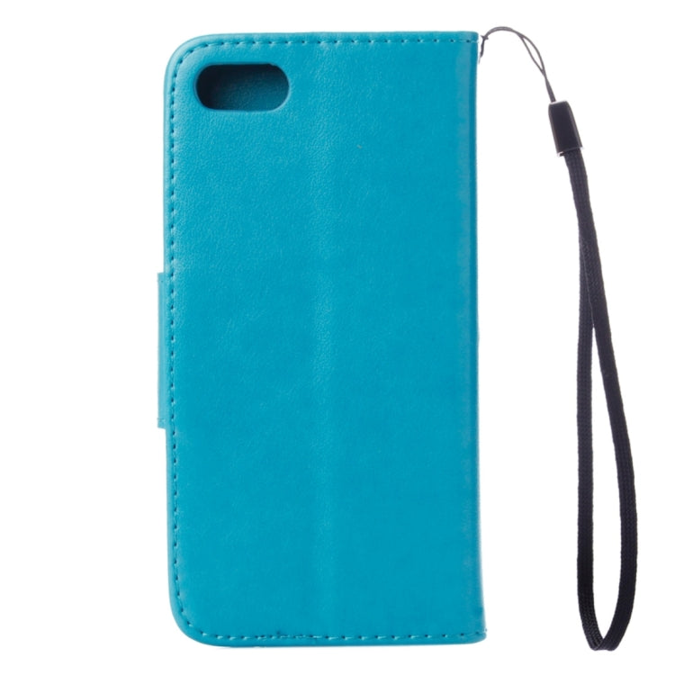 For  iPhone 8 & 7  Pressed Flowers Horizontal Flip Leather Case with Holder & Card Slots & Wallet(Blue) - free shipping - PMC TechLife - Order now!