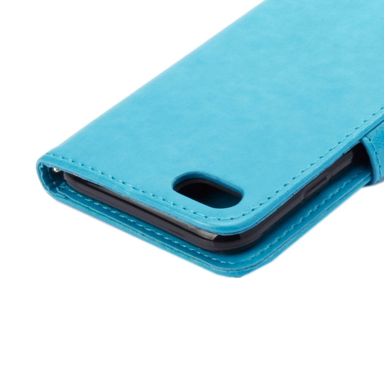 For  iPhone 8 & 7  Pressed Flowers Horizontal Flip Leather Case with Holder & Card Slots & Wallet(Blue) - free shipping - PMC TechLife - Order now!
