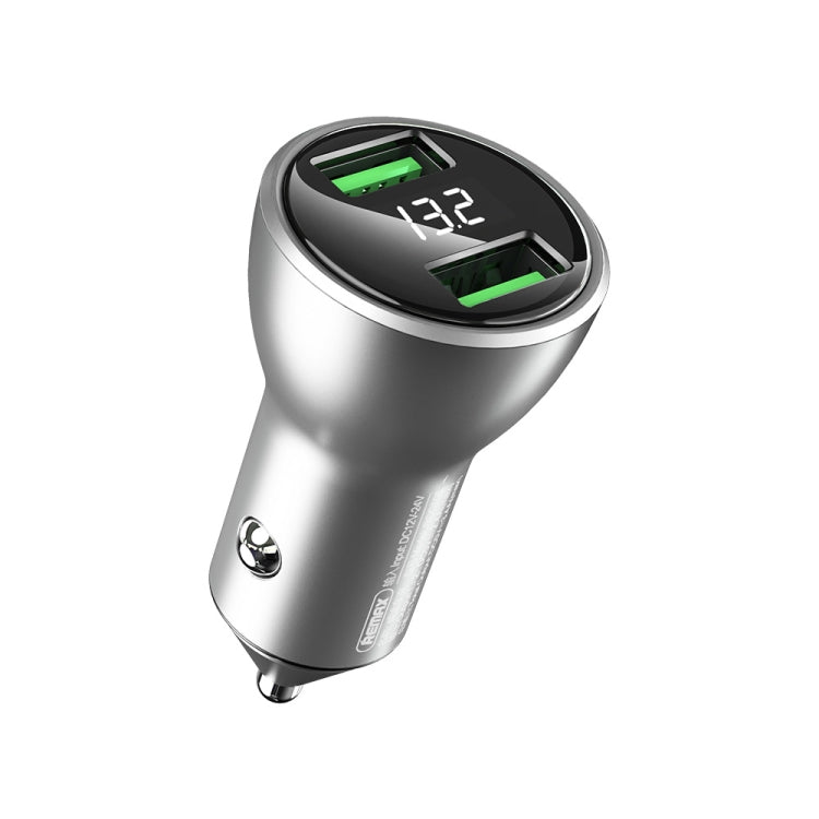 REMAX RCC106 Vitor Series 3.4A Dual USB Interface Car Charger with Digital Display(Silver) - Car Charger by REMAX | Online Shopping South Africa | PMC TechLife | Buy Now Pay Later Mobicred