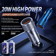 WK WP-C30 20W QC3.0 USB + PD UB-C / Type-C Interface Flash Series Car Fast Charger(Silver)