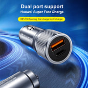 WK WP-C30 20W QC3.0 USB + PD UB-C / Type-C Interface Flash Series Car Fast Charger(Silver)