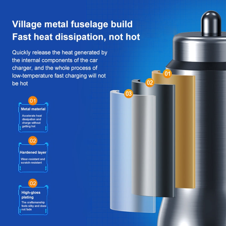 WK WP-C30 20W QC3.0 USB + PD UB-C / Type-C Interface Flash Series Car Fast Charger(Silver) - free shipping - PMC TechLife - Order now!