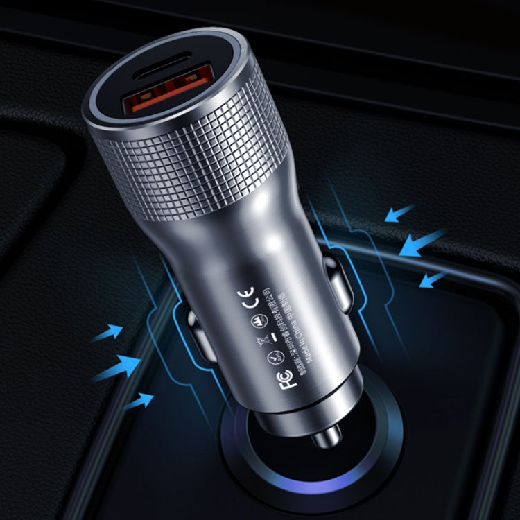 WK WP-C30 20W QC3.0 USB + PD UB-C / Type-C Interface Flash Series Car Fast Charger(Silver)